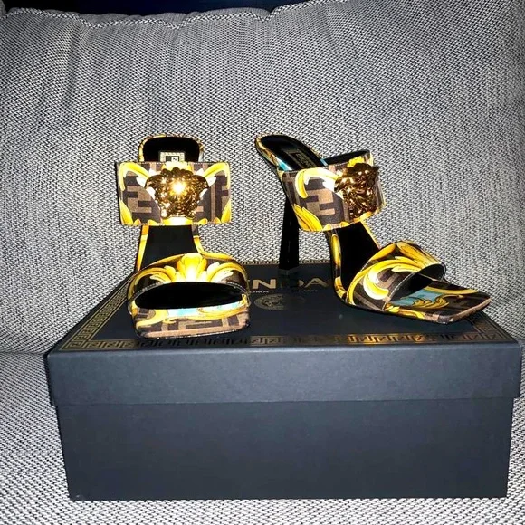 Versace | Shoes | Fendace Gold Baroque Sandal Size4 Brand  display picture 2
